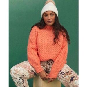 Anthropologie Vibrant Orange Turtleneck Sweater